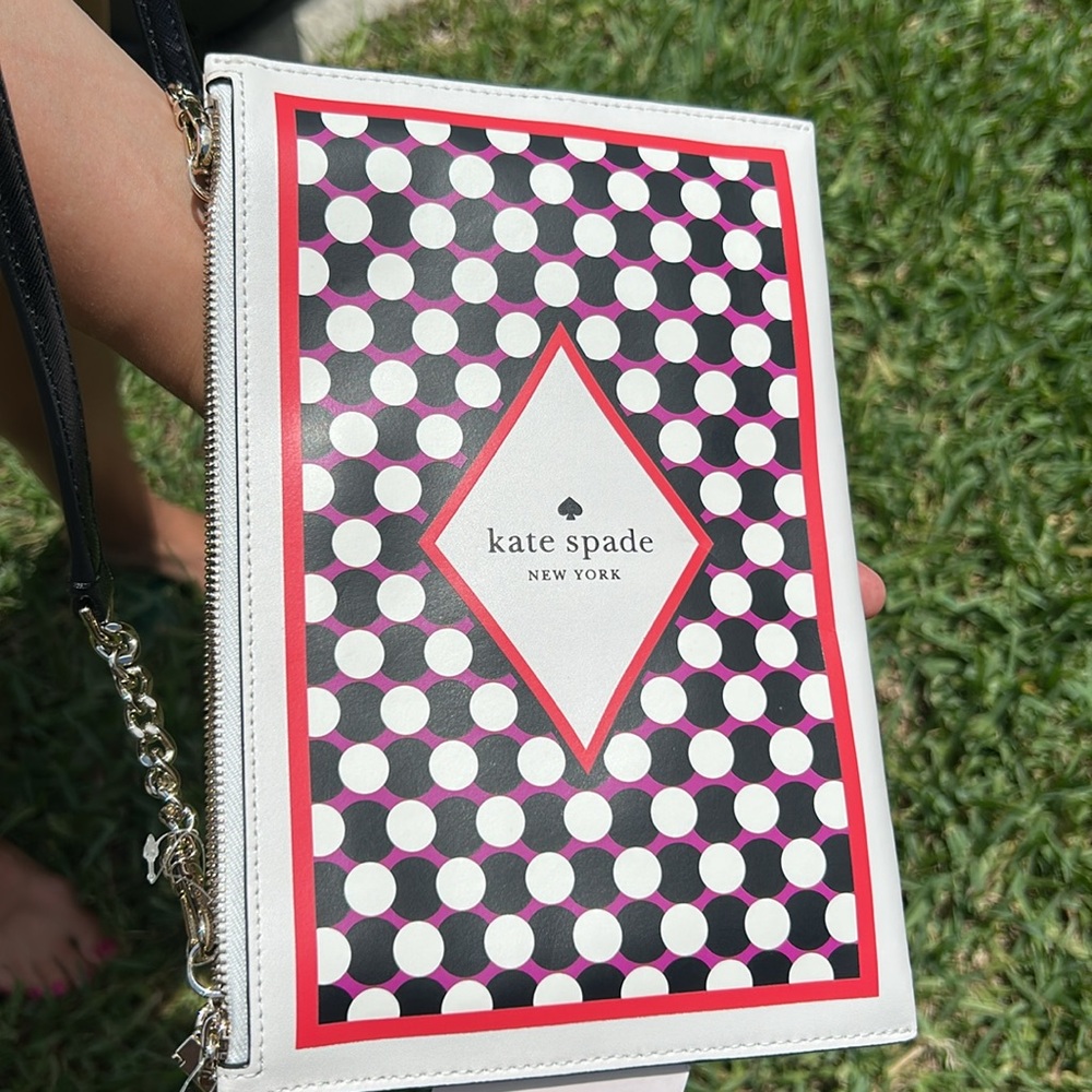 Kate Spade rare Crossbody bag 9 x 6 lucky draw white with orange black&purple - Picture 3 of 9